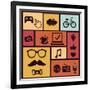 Trendy Hipster Icons-venimo-Framed Art Print