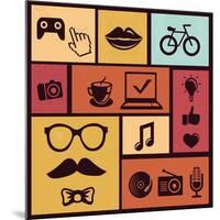 Trendy Hipster Icons-venimo-Mounted Art Print