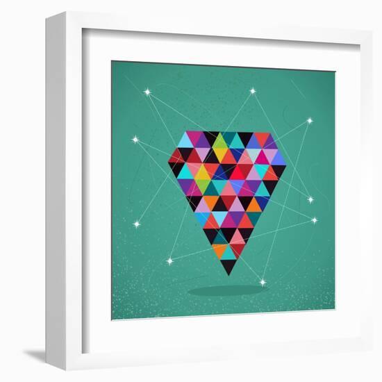 Trendy Triangle Diamond Illustration-cienpies-Framed Art Print