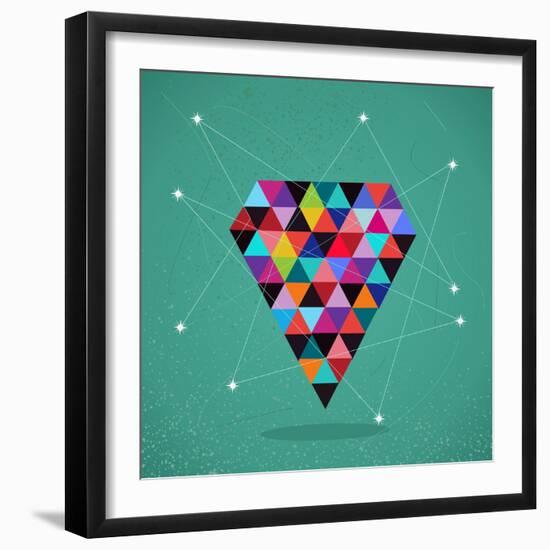 Trendy Triangle Diamond Illustration-cienpies-Framed Art Print