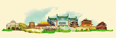 Vector Watercolor Beijing City Illustration-trentemoller-Art Print