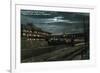 Trenton, New Jersey - Penn Railroad Station, Western Flier at Night-Lantern Press-Framed Premium Giclee Print