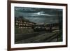 Trenton, New Jersey - Penn Railroad Station, Western Flier at Night-Lantern Press-Framed Premium Giclee Print