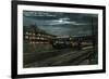 Trenton, New Jersey - Penn Railroad Station, Western Flier at Night-Lantern Press-Framed Premium Giclee Print