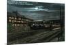 Trenton, New Jersey - Penn Railroad Station, Western Flier at Night-Lantern Press-Mounted Premium Giclee Print