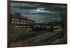 Trenton, New Jersey - Penn Railroad Station, Western Flier at Night-Lantern Press-Framed Art Print