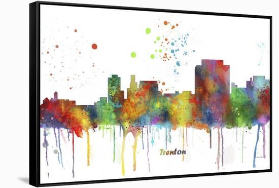 Trenton New Jersey Skyline MCLR 1-Marlene Watson-Framed Stretched Canvas