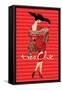 Tres Chic Fashion Illustration in Red-null-Framed Stretched Canvas
