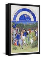 Très Riches Heures Du Duc De Berry: Month of May-Frères Limbourg-Framed Stretched Canvas