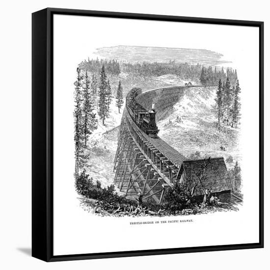 Trestle Bridge on the Union Pacific Railroad, USA, 1876-null-Framed Stretched Canvas