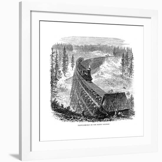 Trestle Bridge on the Union Pacific Railroad, USA, 1876-null-Framed Giclee Print