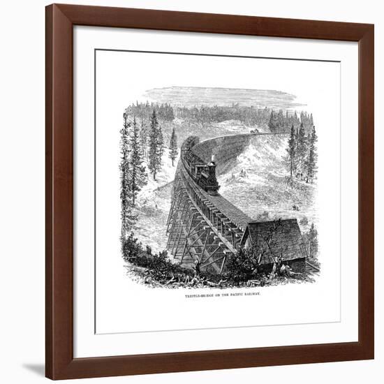 Trestle Bridge on the Union Pacific Railroad, USA, 1876-null-Framed Giclee Print