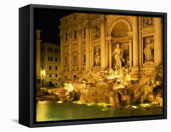 Trevi Fountain Illuminated at Night in Rome, Lazio, Italy, Europe-Nigel Francis-Framed Stretched Canvas