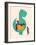 TRex and the Basketful of Wiener Dogs-Jay Fleck-Framed Art Print
