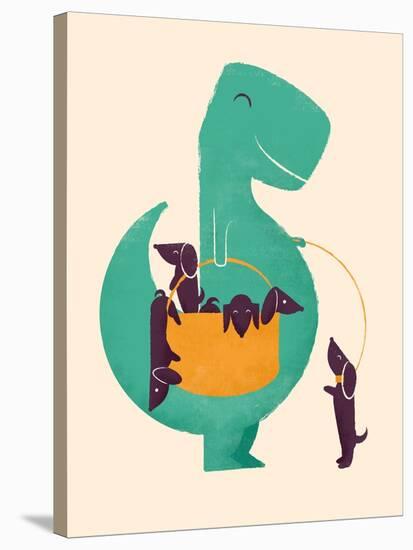 TRex and the Basketful of Wiener Dogs-Jay Fleck-Stretched Canvas