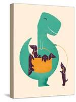 TRex and the Basketful of Wiener Dogs-Jay Fleck-Stretched Canvas