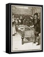 Trial of Charles, Illustration from 'Cassell's Illustrated History of England'-English School-Framed Stretched Canvas