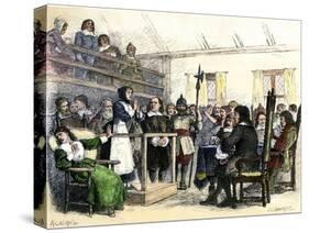 Trial of Giles Corey's Wife for Witchcraft, Salem, 1692-null-Stretched Canvas