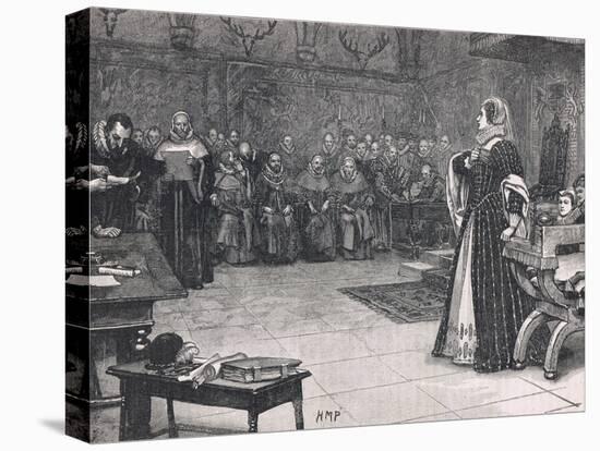 Trial of Mary Queen of Scots in Fotheringay Castle 1586-Henry Moore-Stretched Canvas