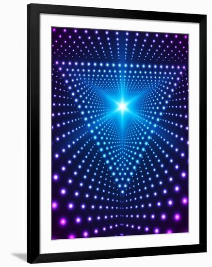 Triangle Border with Light Effects. Concept for Party Flyers, Music Posters and Disco Graphic Desig-SkillUp-Framed Art Print