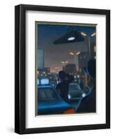 Triangle-Shaped UFO Observed over Brussels-Michael Buhler-Framed Art Print