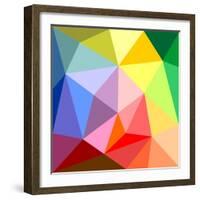 Triangle Vector Background or Green, Yellow, Orange, Pink, Violet, Purple and Dark Navy Blue Patter-IngaLinder-Framed Art Print
