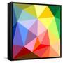 Triangle Vector Background or Green, Yellow, Orange, Pink, Violet, Purple and Dark Navy Blue Patter-IngaLinder-Framed Stretched Canvas
