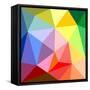 Triangle Vector Background or Green, Yellow, Orange, Pink, Violet, Purple and Dark Navy Blue Patter-IngaLinder-Framed Stretched Canvas