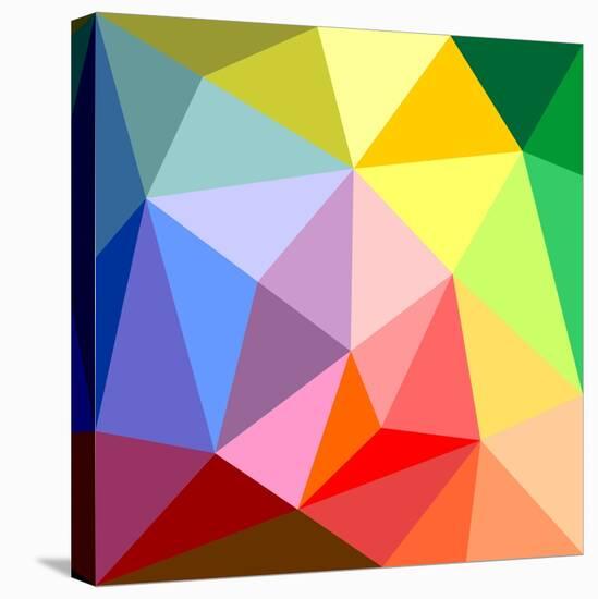 Triangle Vector Background or Green, Yellow, Orange, Pink, Violet, Purple and Dark Navy Blue Patter-IngaLinder-Stretched Canvas