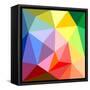 Triangle Vector Background or Green, Yellow, Orange, Pink, Violet, Purple and Dark Navy Blue Patter-IngaLinder-Framed Stretched Canvas