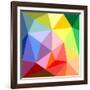 Triangle Vector Background or Green, Yellow, Orange, Pink, Violet, Purple and Dark Navy Blue Patter-IngaLinder-Framed Art Print