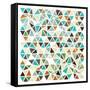 Triangles - Gold and Turquoise-Dominique Vari-Framed Stretched Canvas