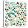 Triangles - Gold and Turquoise-Dominique Vari-Stretched Canvas