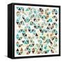 Triangles - Gold and Turquoise-Dominique Vari-Framed Stretched Canvas