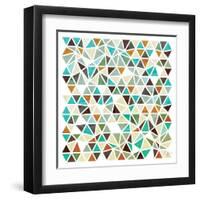 Triangles - Gold and Turquoise-Dominique Vari-Framed Art Print