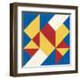 Triangles I Bright Primary-Mike Schick-Framed Art Print