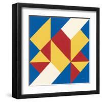 Triangles I Bright Primary-Mike Schick-Framed Art Print