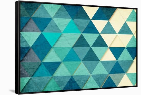 Triangles in Teal-Kimberly Allen-Framed Stretched Canvas