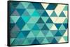 Triangles in Teal-Kimberly Allen-Framed Stretched Canvas