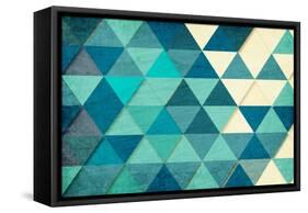 Triangles in Teal-Kimberly Allen-Framed Stretched Canvas