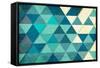 Triangles in Teal-Kimberly Allen-Framed Stretched Canvas