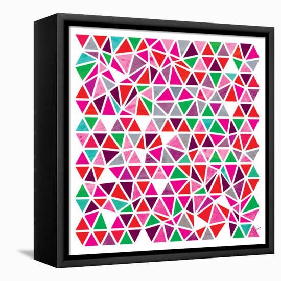 Triangles - Pink and Green-Dominique Vari-Framed Stretched Canvas