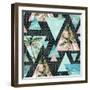 Triangles with Palm Tree Leaf and Grunge Texture-tanycya-Framed Art Print