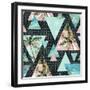 Triangles with Palm Tree Leaf and Grunge Texture-tanycya-Framed Art Print