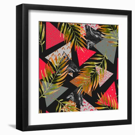 Triangles with Palm Tree Leaves-tanycya-Framed Art Print