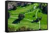 Triangular aerial view of Ojai Valley Inn Country Club Golf Course in Ventura County, Ojai, CA-null-Framed Stretched Canvas