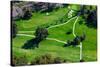 Triangular aerial view of Ojai Valley Inn Country Club Golf Course in Ventura County, Ojai, CA-null-Stretched Canvas