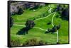 Triangular aerial view of Ojai Valley Inn Country Club Golf Course in Ventura County, Ojai, CA-null-Framed Stretched Canvas