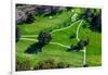 Triangular aerial view of Ojai Valley Inn Country Club Golf Course in Ventura County, Ojai, CA-null-Framed Photographic Print