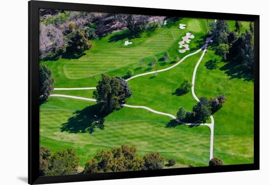 Triangular aerial view of Ojai Valley Inn Country Club Golf Course in Ventura County, Ojai, CA-null-Framed Photographic Print